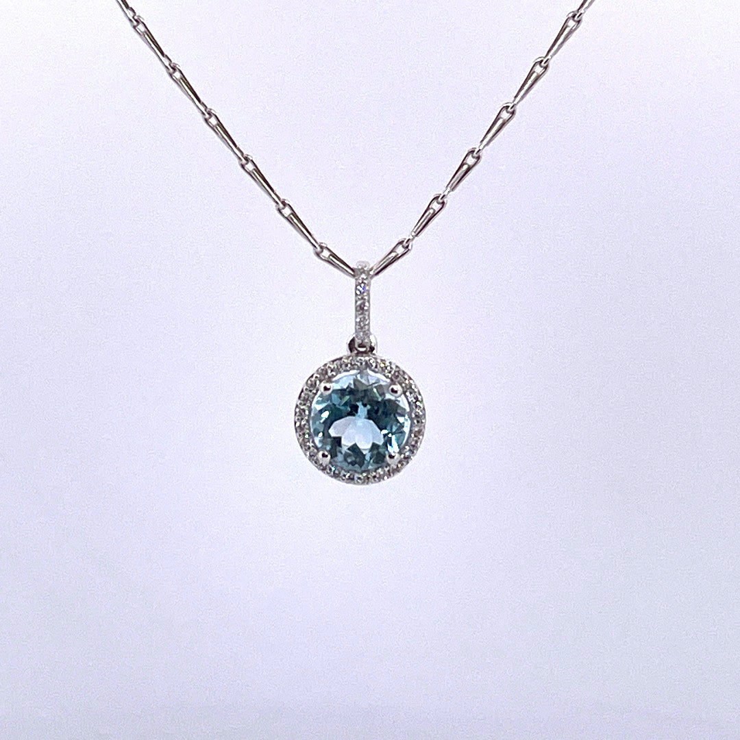 P2598 Blue topaz and Diamond cluster