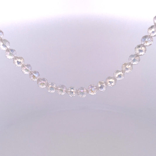 PB399 Rock crystal 18" Faceted elcetroplated