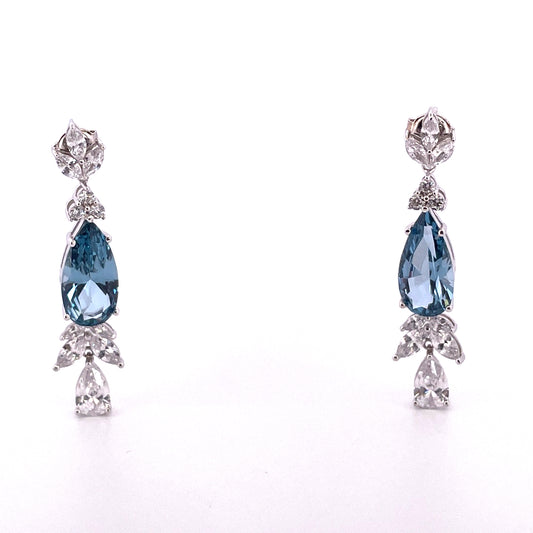 E3737 Sil Drops Blue C.Z Large pear shaped glamour 5624