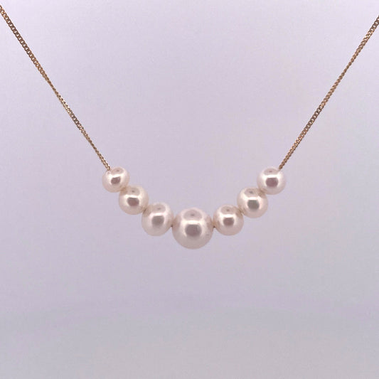 PB386 River Pearls 18" 9ct gold chain mini grad floating PJR191YG