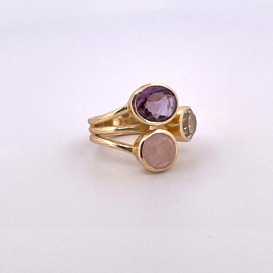 R0768 Gilt Multi Three st ameth rose qtz NER1900