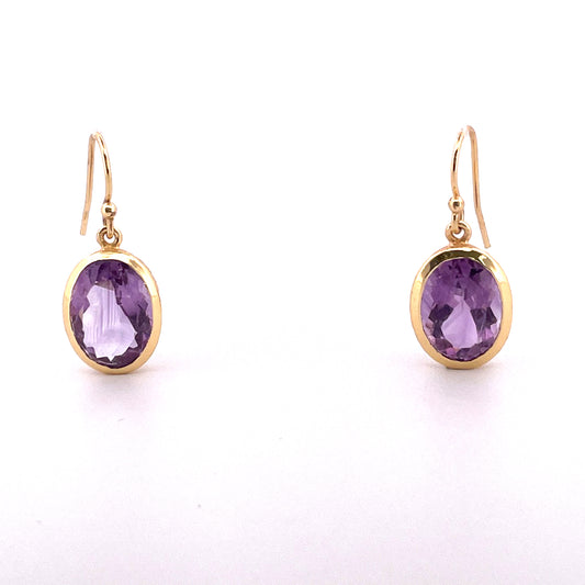 E3478 Gilt Drops Amethyst Oval drop on hook ER2727
