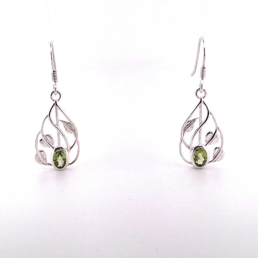 E3636 Sil Drops Peridot Faceted with vine surround E1888PDF
