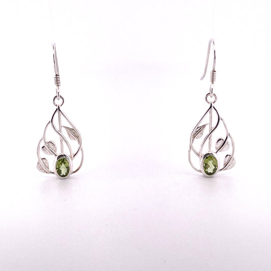 E3636 Sil Drops Peridot Faceted with vine surround E1888PDF