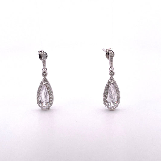 E3778 Sil Drops C.Z Large pear shaped with halo 4902