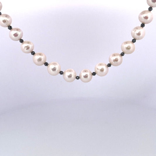 PB403 FWP 20" 11-12mm with faceted 3mm hematite