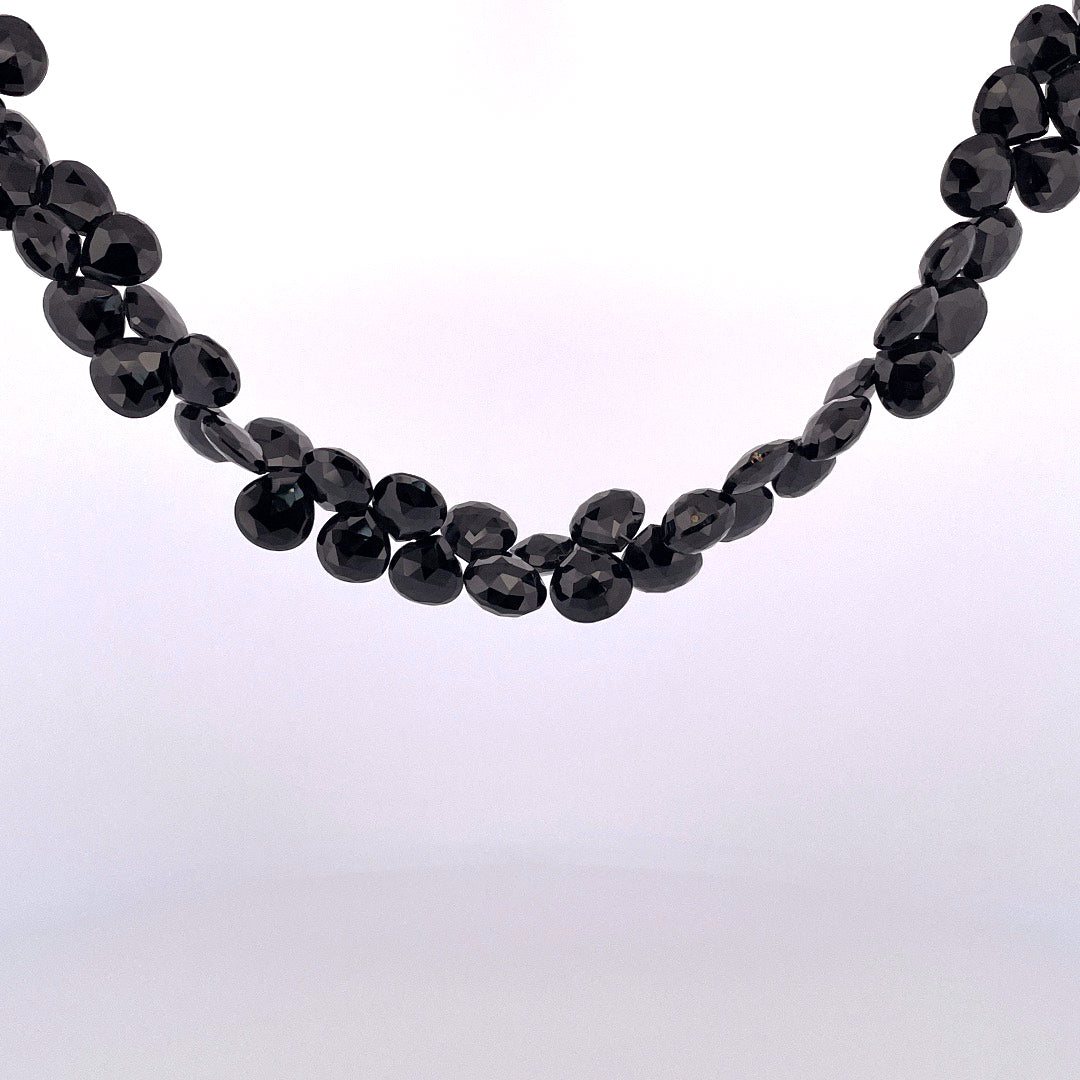 PB293 Black Spinel 17" Briolette bead necklace