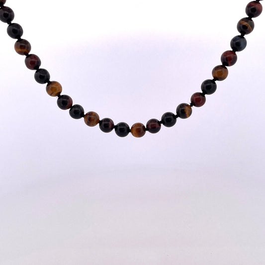 PB398 Tigers eye 18" 8mm multi colour on g/p mag ball clasp