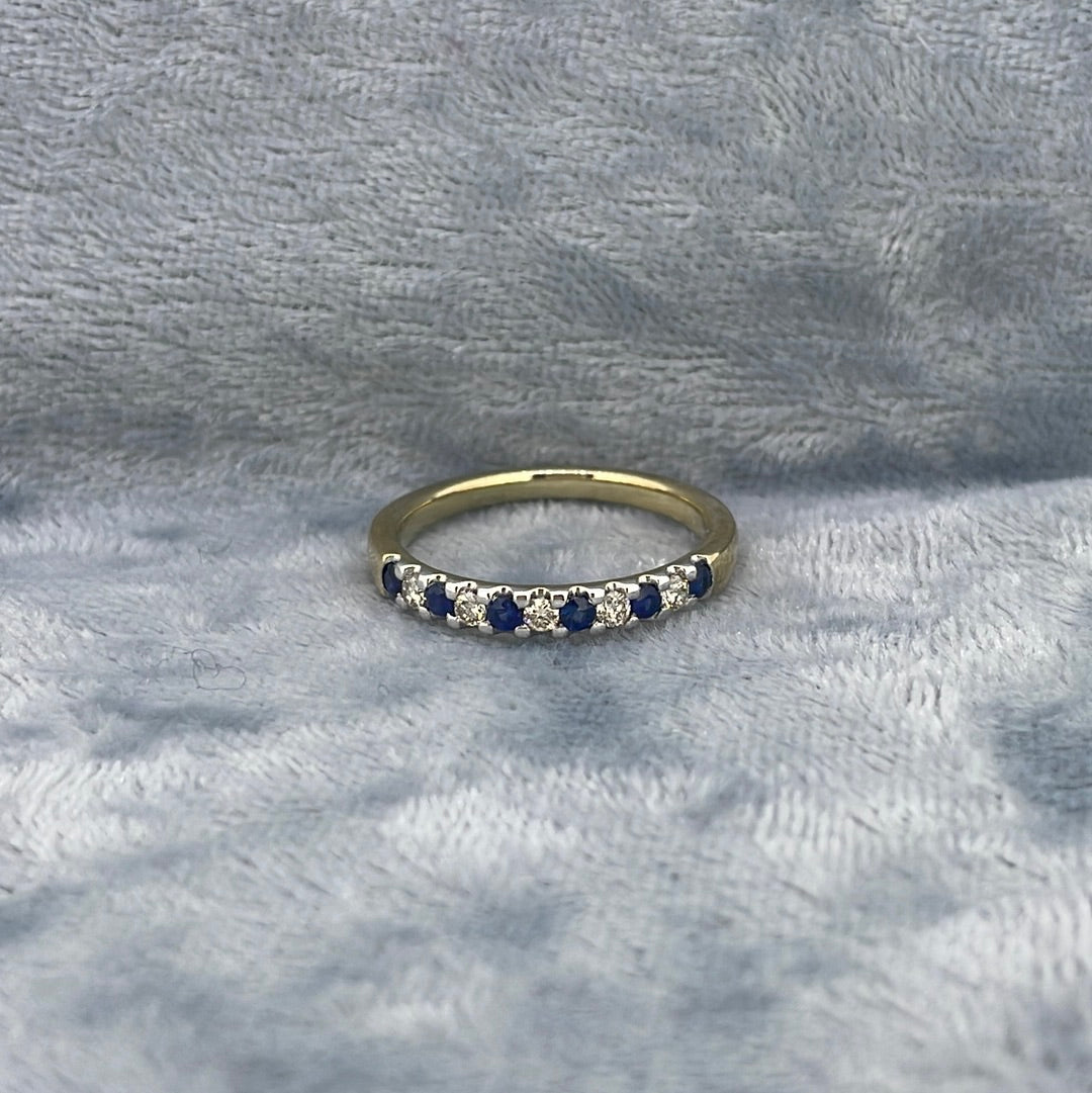R0762 9ct Sapp/Diamond Half eternity dia 0.15ct sapp 0.20ct R4857A2-S/SR9