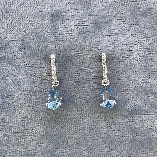 E3739 Sil Drops Blue C.Z Pear shaped from c.z bar 5148