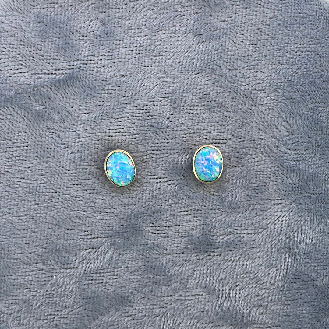 E3458 9ct Studs Opalite Small round/oval ER1342 AND ER1301