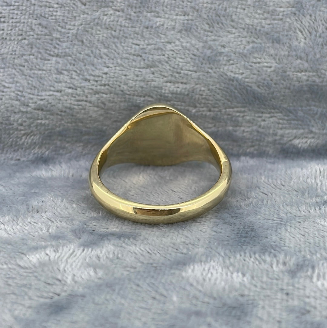 R0497 9ct  Oval head signet ring 12x10mm FSR1