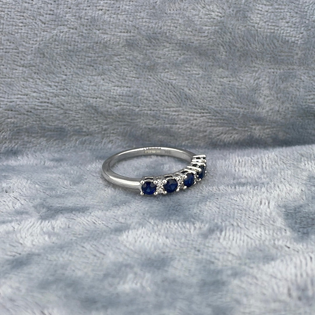 R0823 9ct Sapphire and Diamond half hoop ring