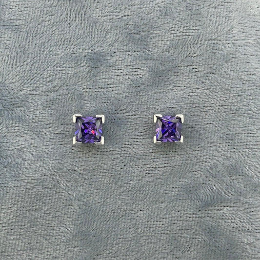 E3780 Sil Studs Ameth c.z Square 6mm 4709