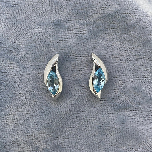 E3373 Sil Studs Blue Topaz Marquise shaped 5692