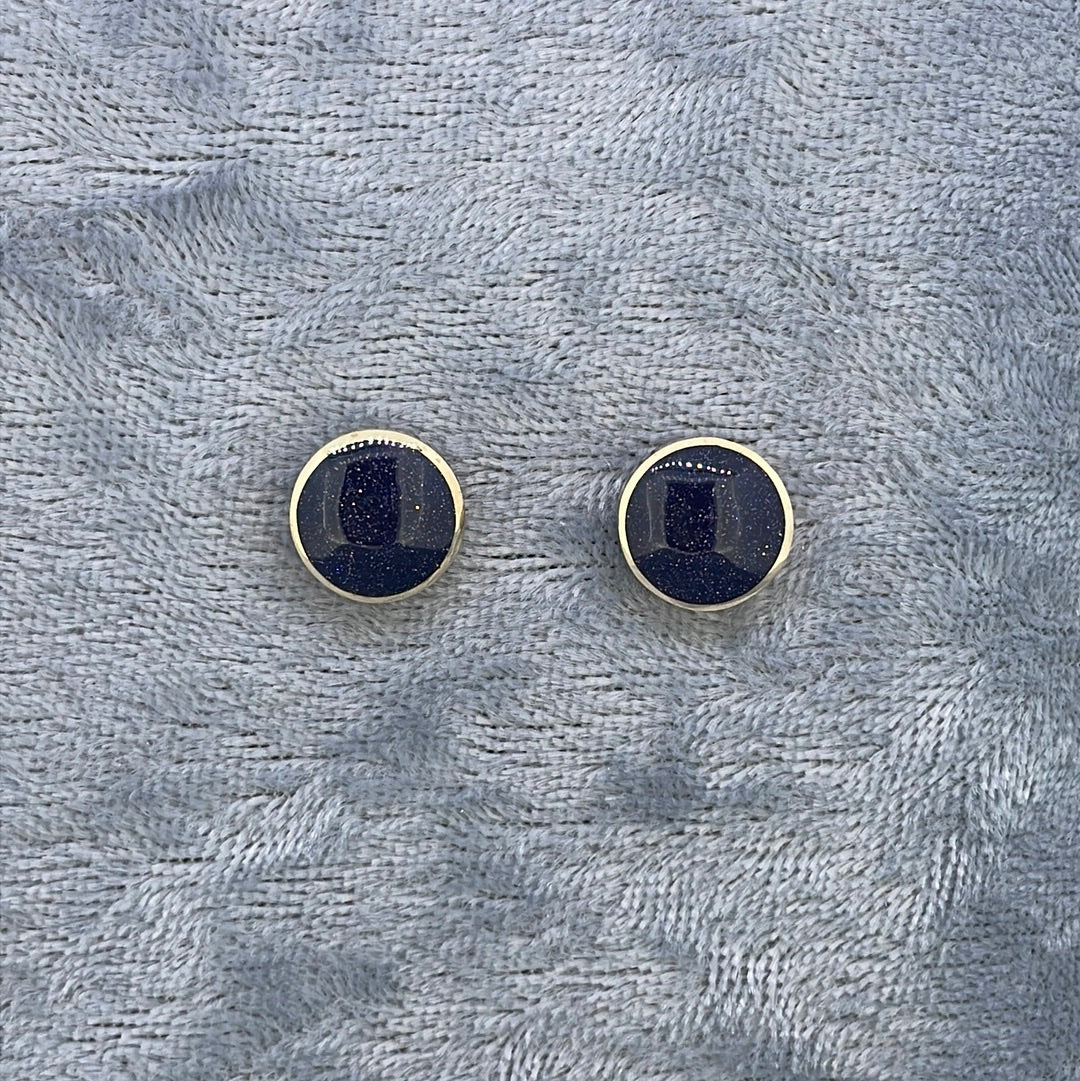 E3226 9ct Studs Goldstone Round medium ER1507