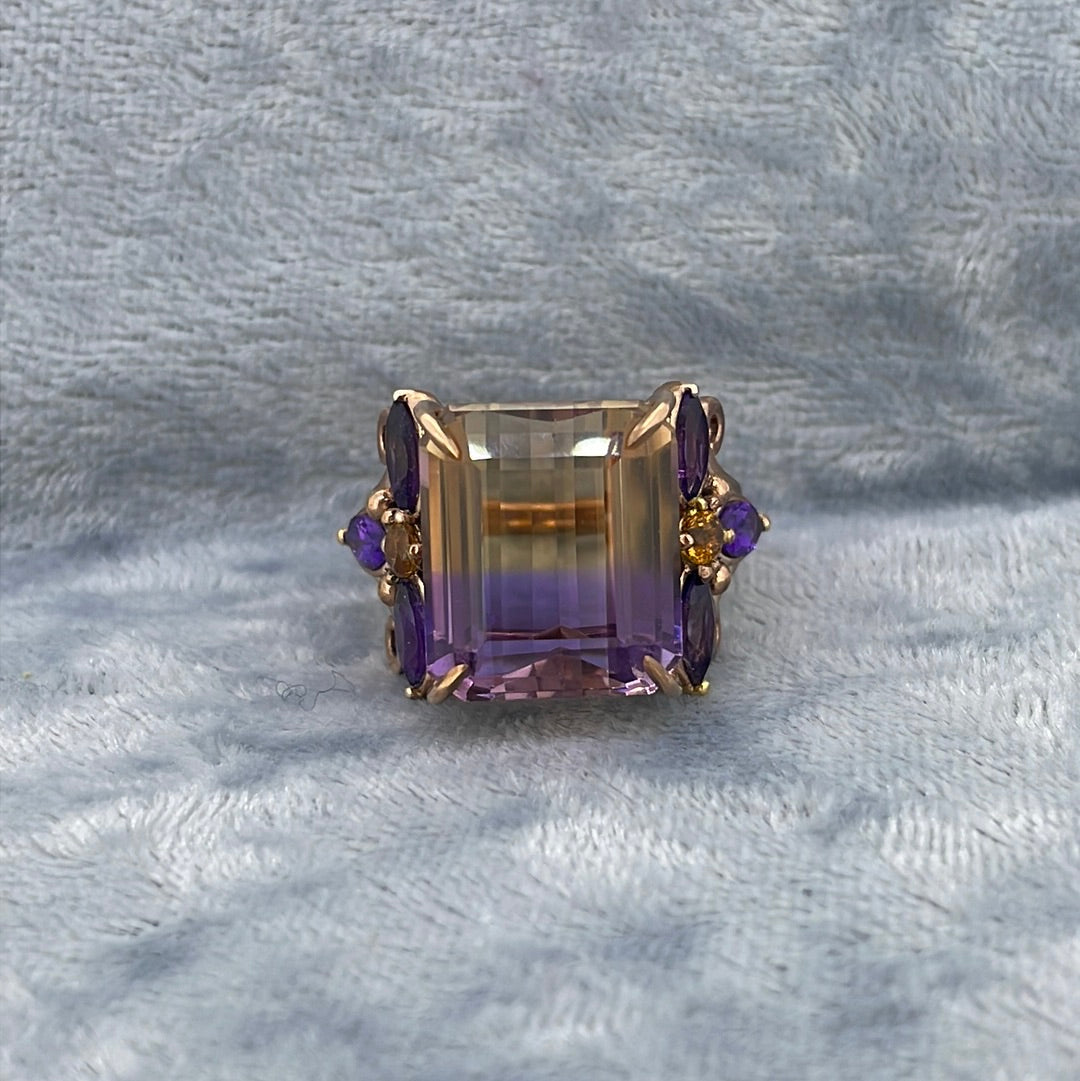 R0680 9ct 13.69ct Ametrine Rose gold marquise ameth shoulders