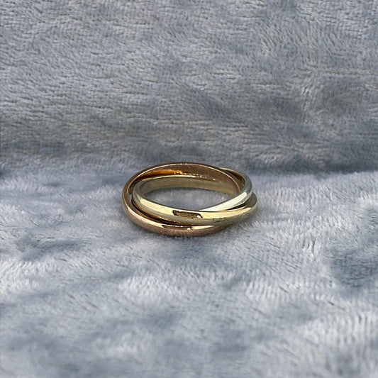 R0702 9ct  Russian wedding ring three colour 2mm bands RW2
