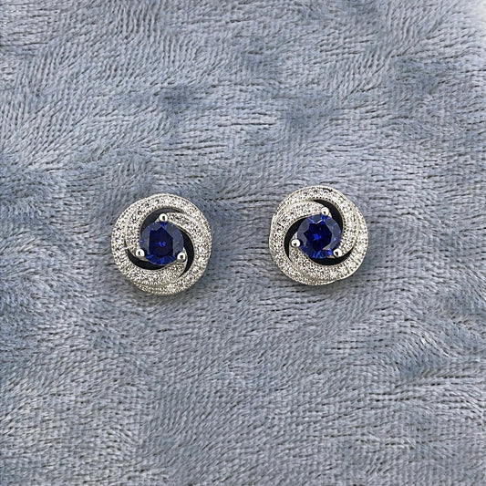 E3779 Sil Studs Tanz c.z Round centre stone with swirl halo 4923